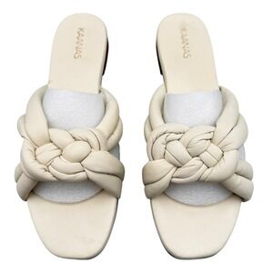 KAANAS Bintulu Womens Size 10 US Ivory Nautical Knot Leather Slide Sandals